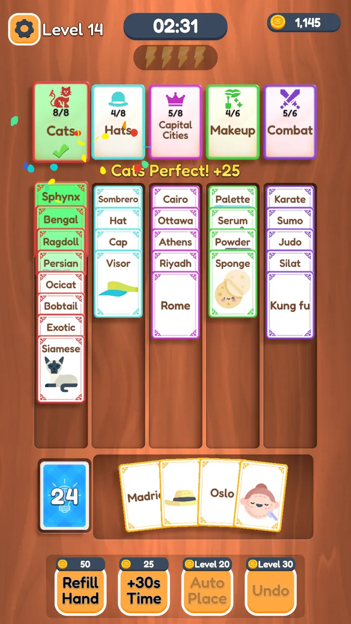 Cats category completed perfectly in Slide Deck